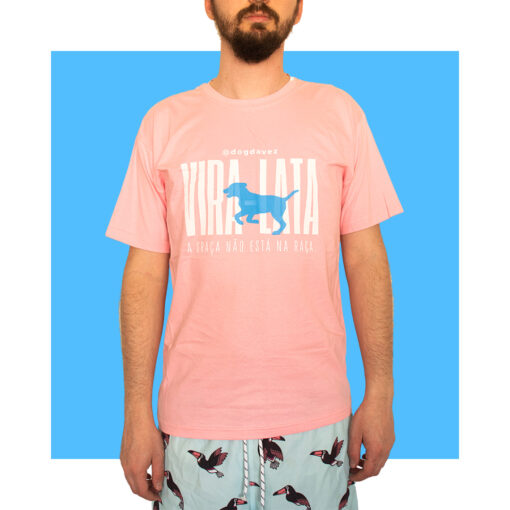 camiseta vira-lata rosa